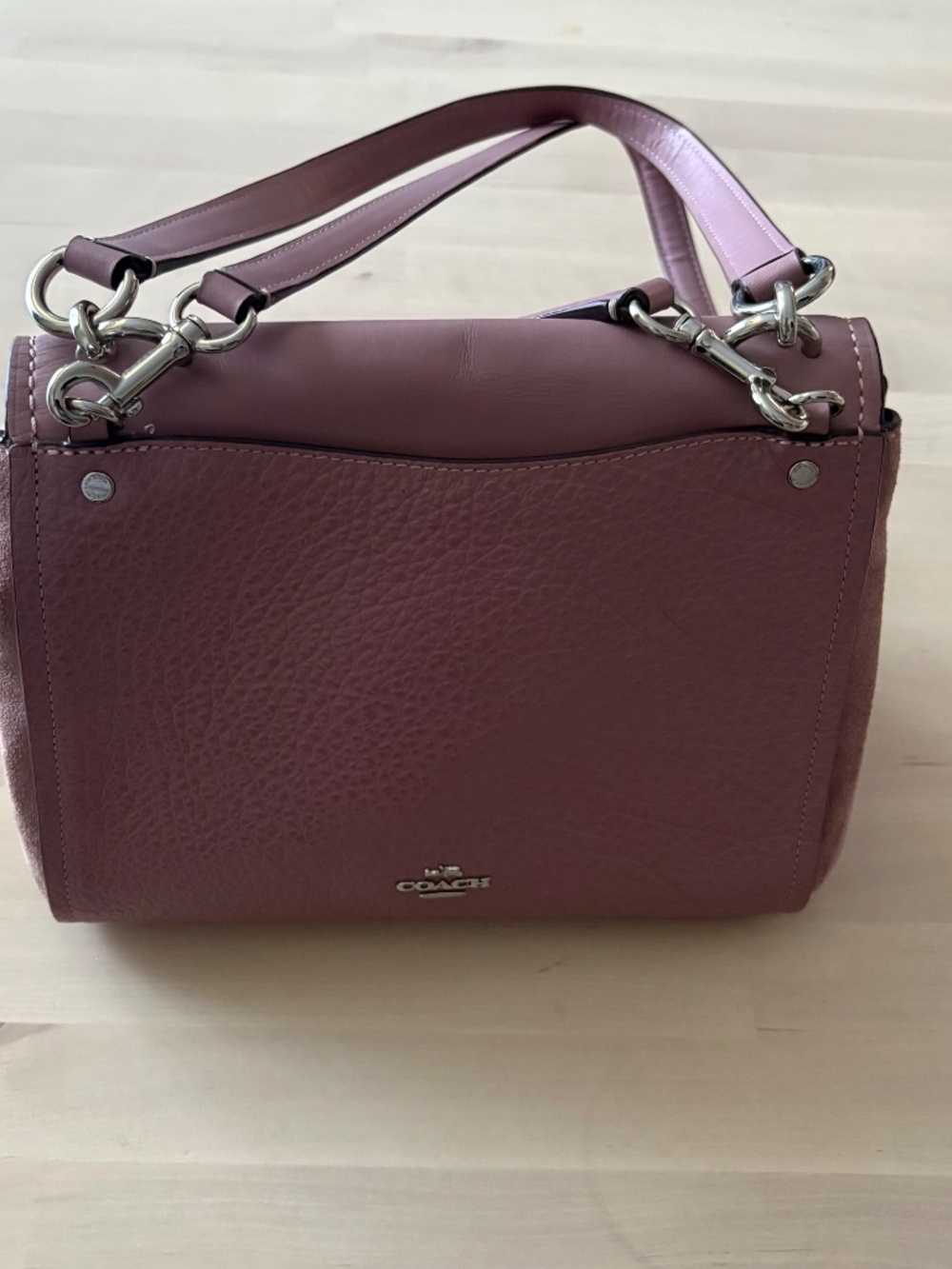 Coach Carrie Convertible Shoulder Bag-Lilac/ Blossom Pebbled Leather - Picture 4 of 8